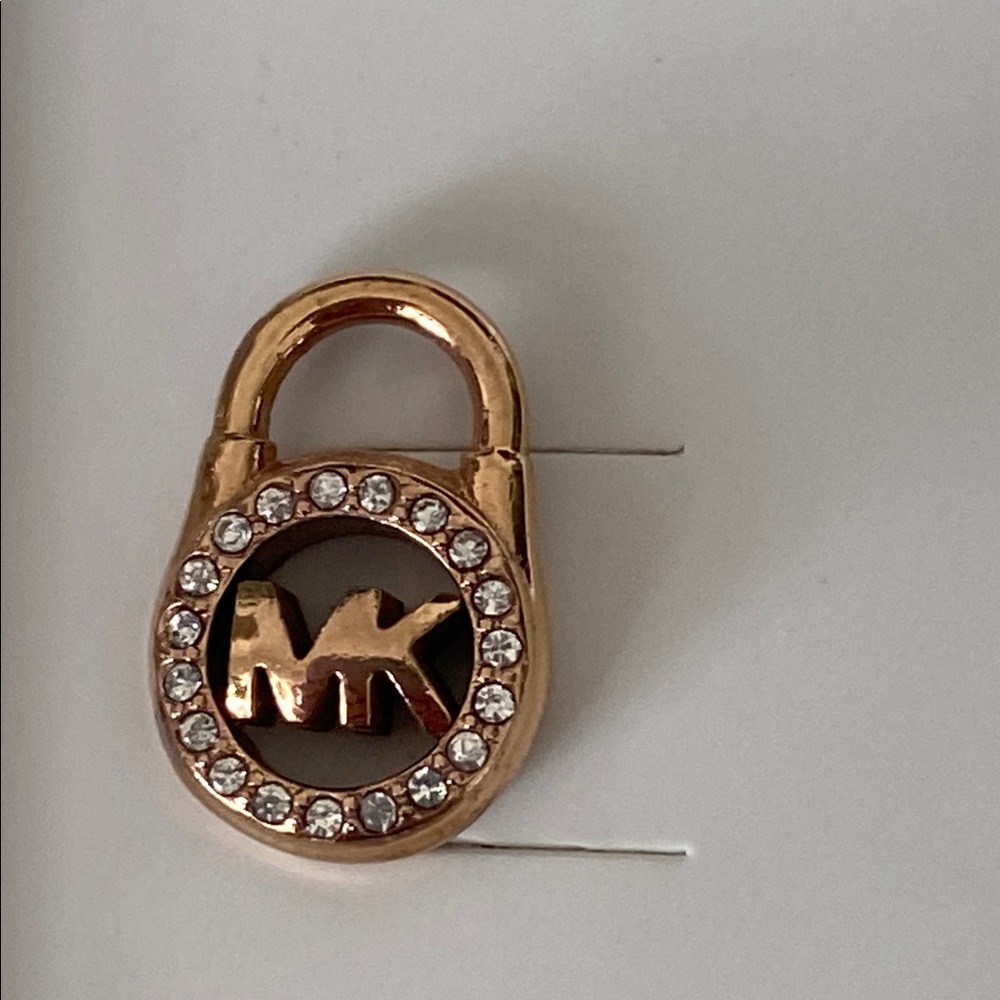 Michael Kors Rose Gold Padlock Logo Crystal Stud Earrings - Picture 11 of 12